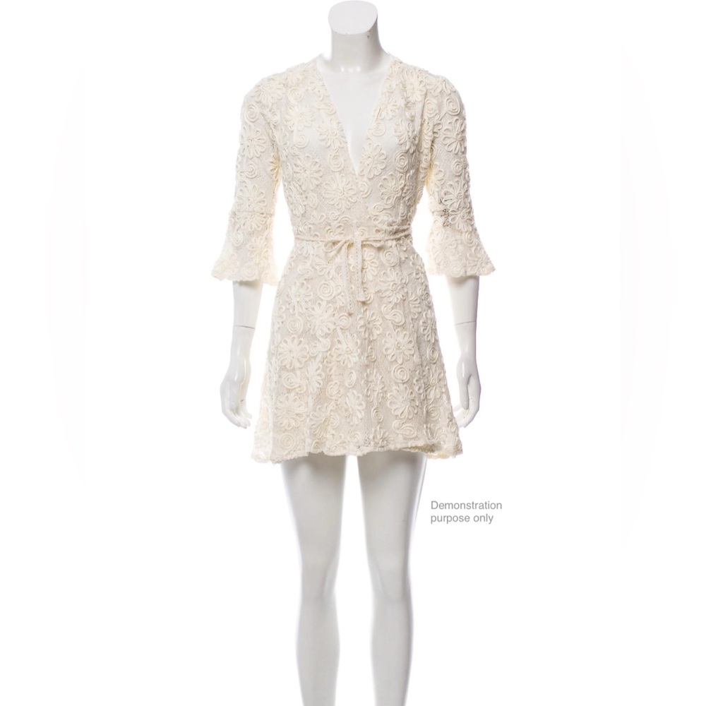 Reformation Cream Lace Mini Dress
